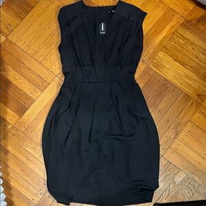 Express Black Pleated Midi Dress